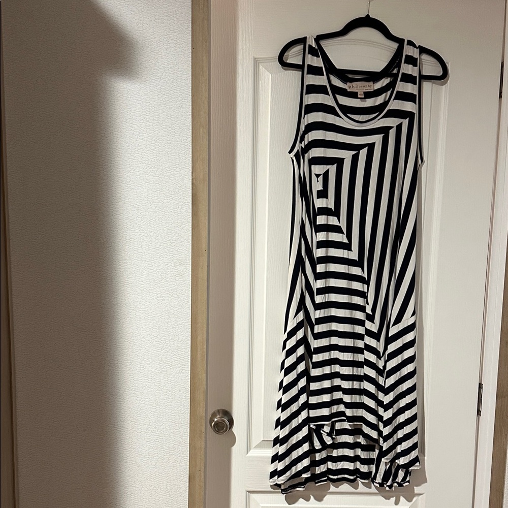 Philosophy Black and White Striped Maxi Dress